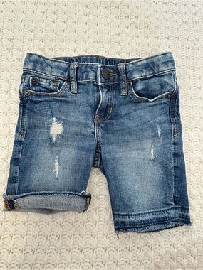EUC GAP Kid’s 5 Blue Denim Distressed Bermuda Jean Shorts Skater Cotton